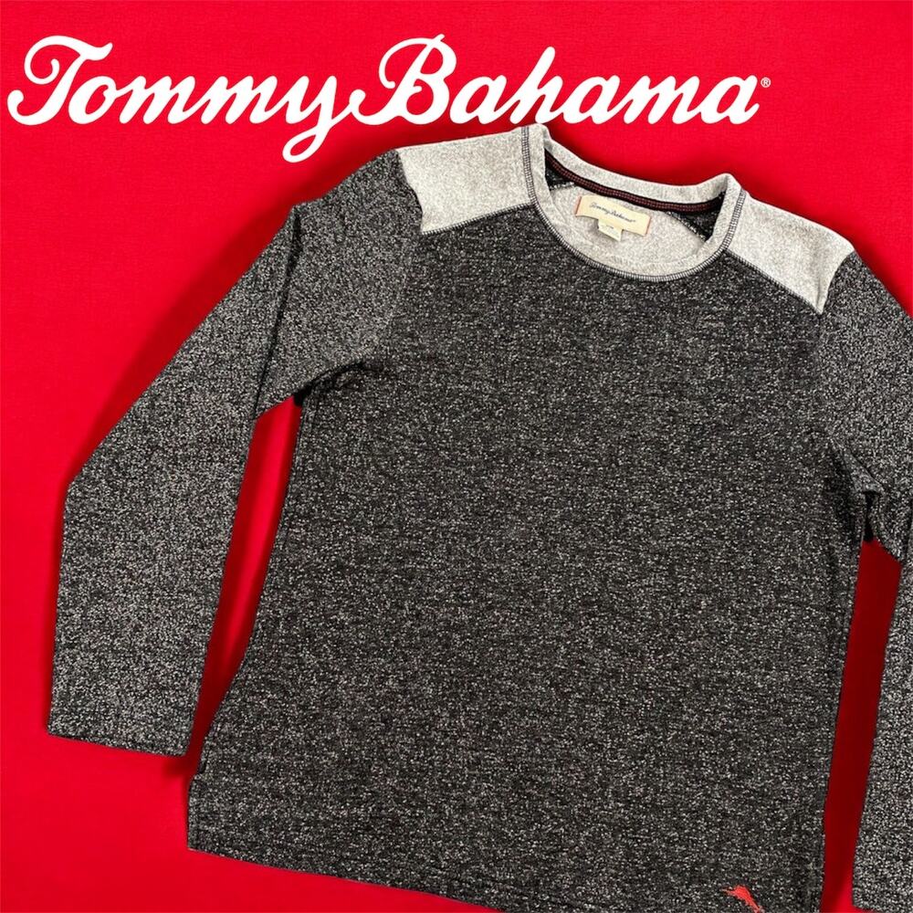 Mens Tommy Bahama Grey‎ Heathered Long Sleeve Tee Size M Medium Pullover Shirt